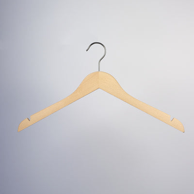 Natural Wood Top Clothes Hanger with Notch 44cm