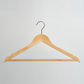 A Hangers of London Natural Wooden 44cm Top Hanger with Trouser Bar and Notches, shown with its metal hook against a plain white background (Pack of 100).