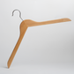 A “Hangers of London” Natural Wooden 44cm Top Hanger with non-slip grips, designed with one arm angled upward and the other downward—each end featuring small ridges—displayed against a plain white background (Pack of 100).