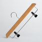 The Hangers of London Natural Wooden 35cm Clip Hanger, featuring a sturdy wood and metal construction with two black metal clips, is displayed against a plain white background.