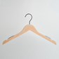 A Hangers of London Luxury FSC Certified Beech Wooden 42cm Top Hanger with a black metal hook and non-slip grips is hanging against a white background.