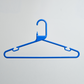 A single Heavy Duty Economy Blue Multi Purpose Rainbow Hanger by Hangers of London, featuring a hook at the top, is displayed against a plain white background.