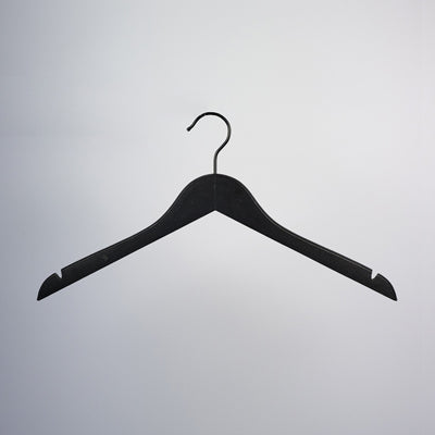 Black Wooden Top Clothes Hanger with Notch 44cm