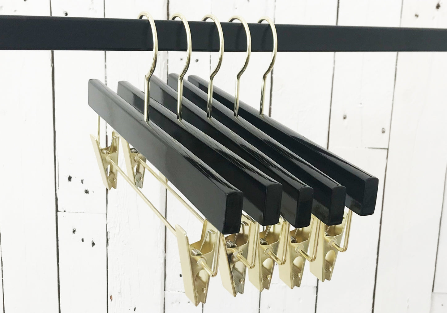 Black Wooden Clip Bottom Premium Hanger 35cm