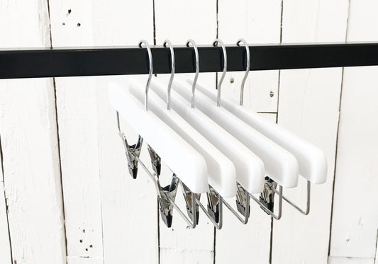 White Wooden Clip Bottom Hanger 35cm
