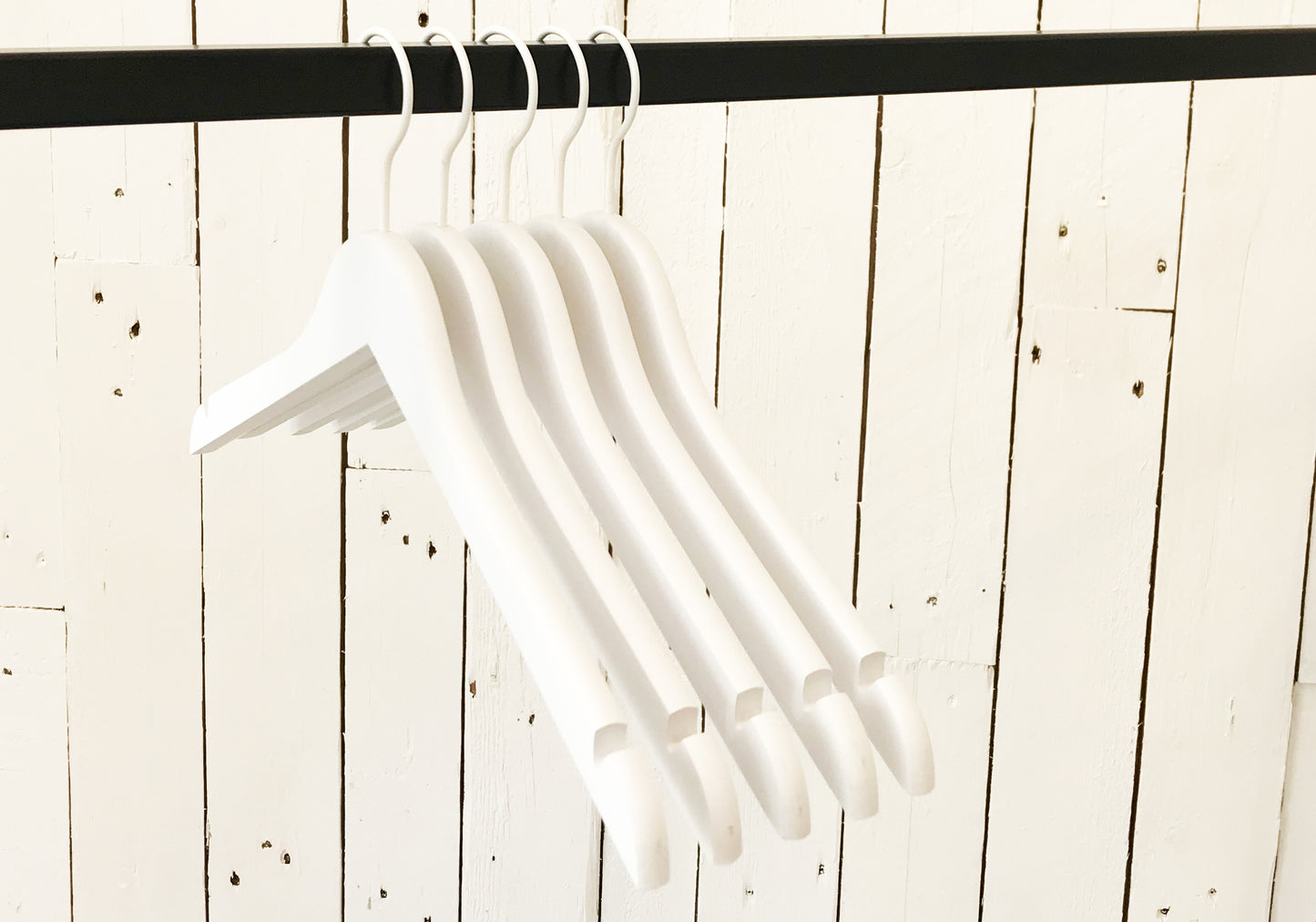 White Wooden Clothes Hanger with Notch 38cm